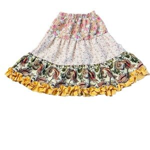 Mi Amore Pink, Green and Blue Maxi Tiered Floral Skirt Size 4-6Y